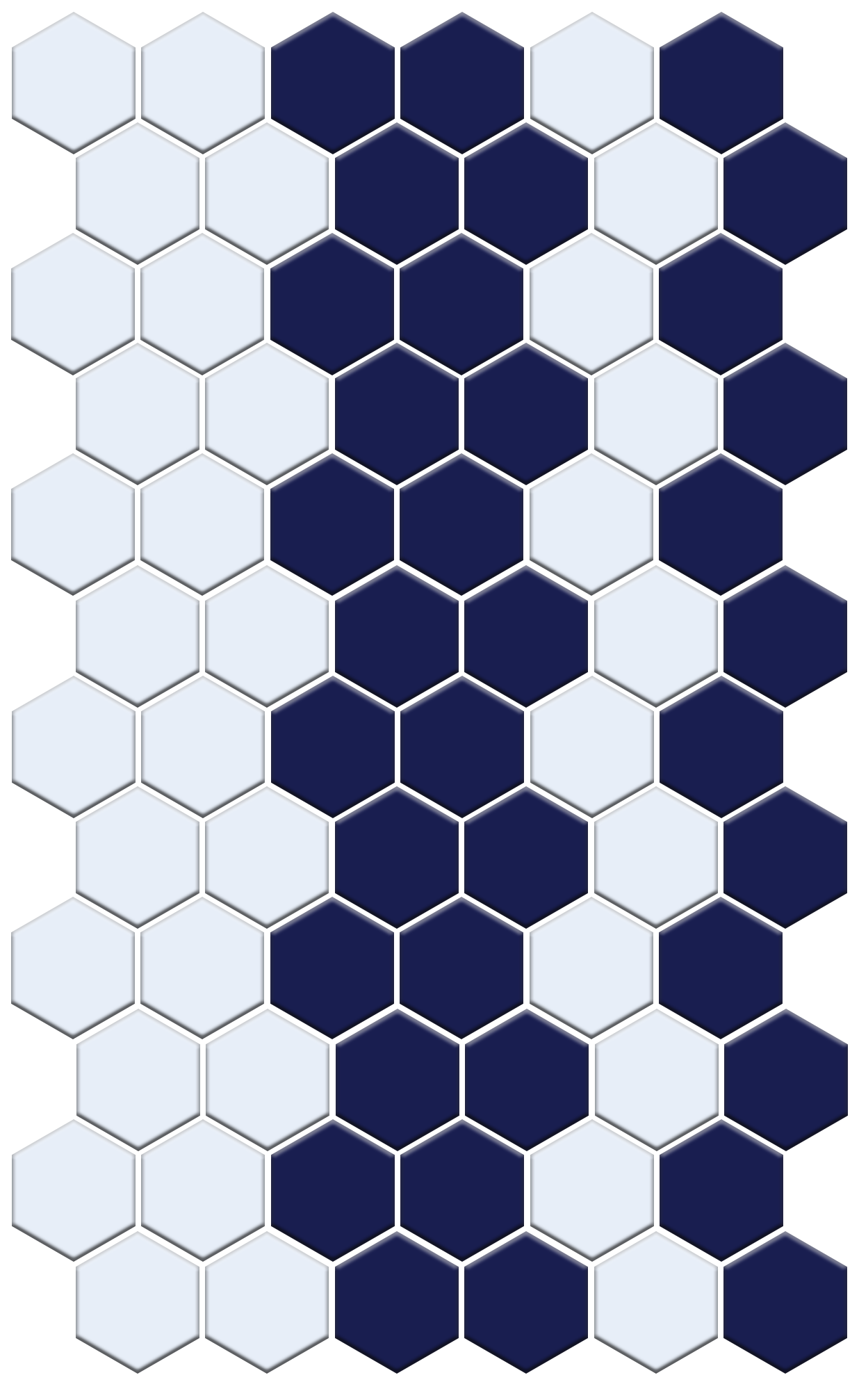 Fila hexagon border porcelain mosaic tile detail - Oceana Blue on Satin White option