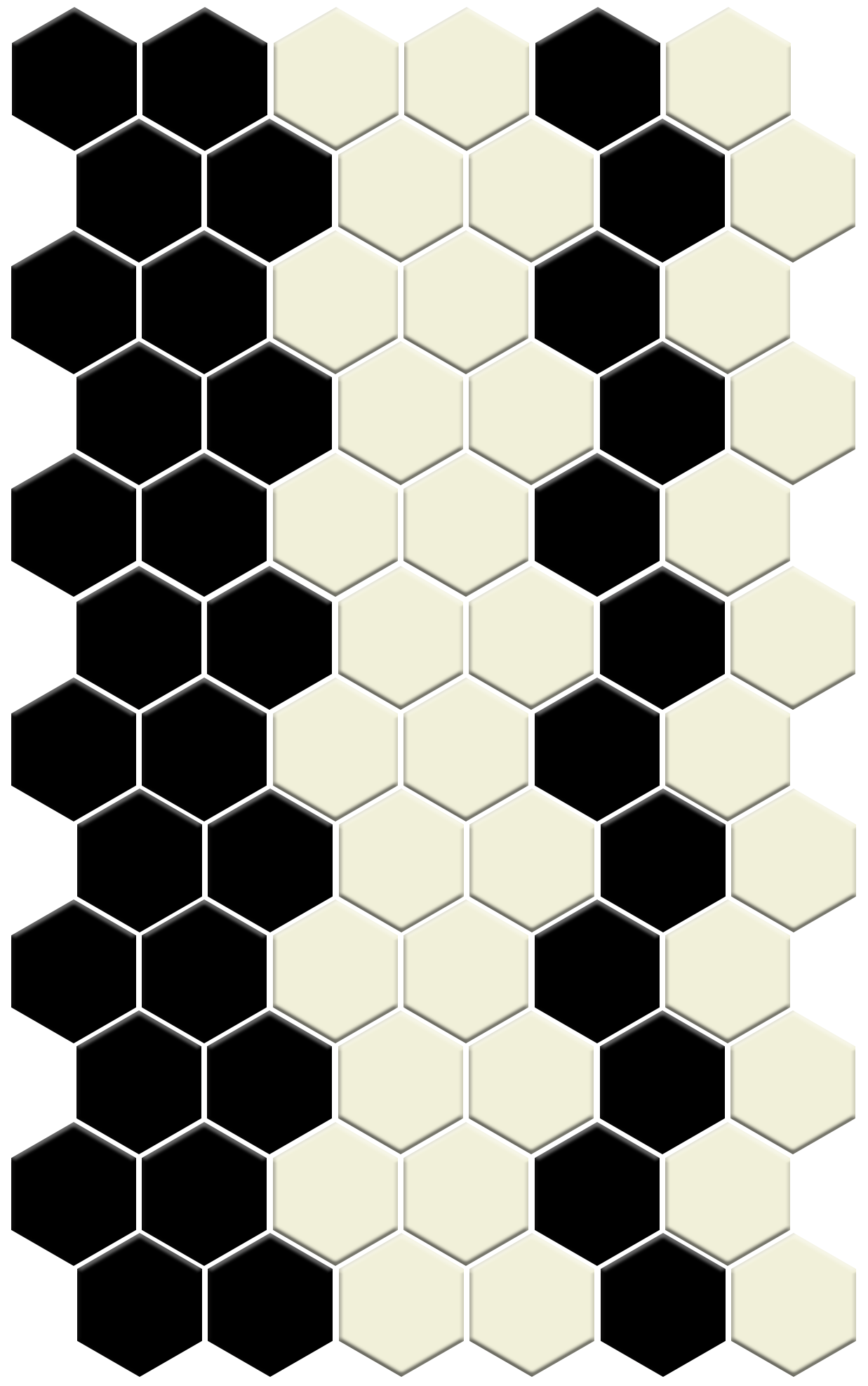 Fila hexagon border porcelain mosaic tile detail - Parchment White on Satin Black option