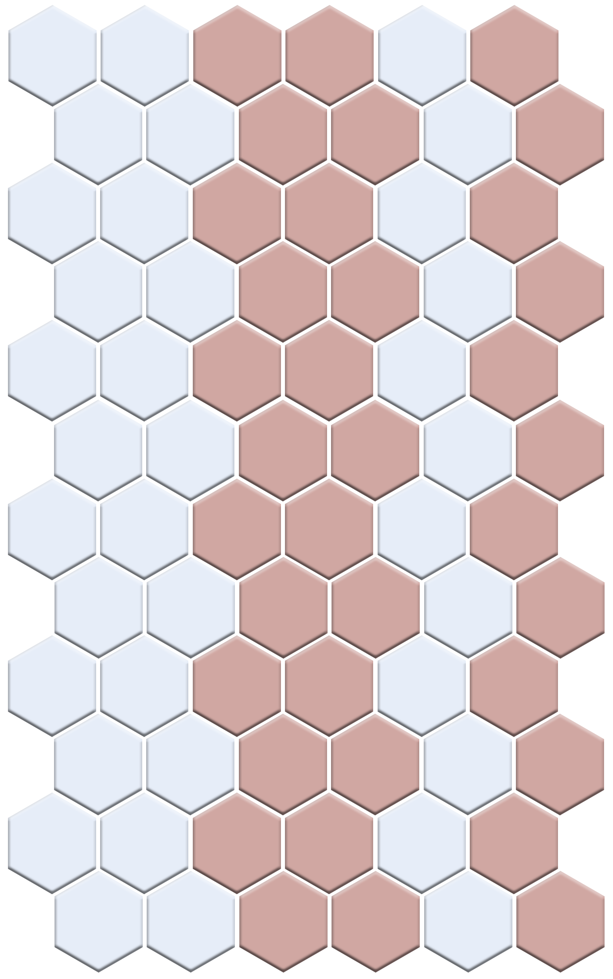 Fila hexagon border porcelain mosaic tile detail - Turkish Rose on Satin White option