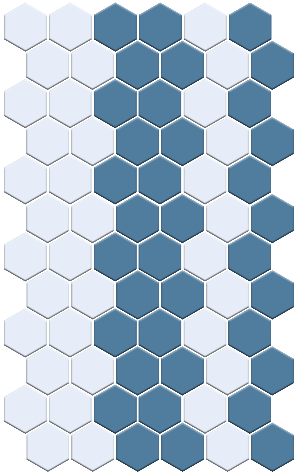 Fila hexagon border porcelain mosaic tile detail - Egypt Blue on Satin White option