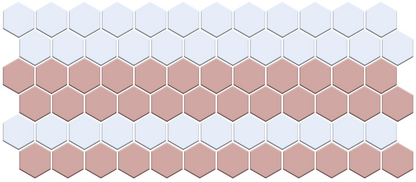 Fila hexagon border porcelain mosaic tile detail - Turkish Rose on Satin White option