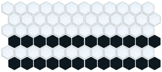 Matte black and satin white hexagon tile Straight border pattern