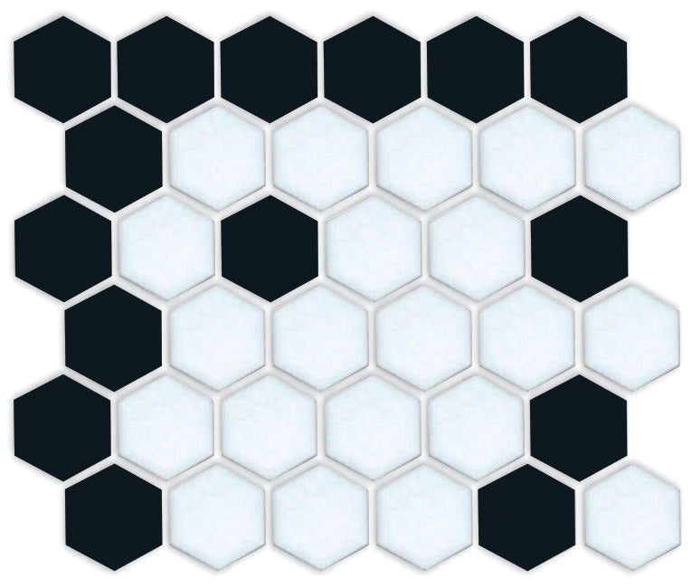 A digital rendering of a hexagon border tile pattern in green and brown colors.