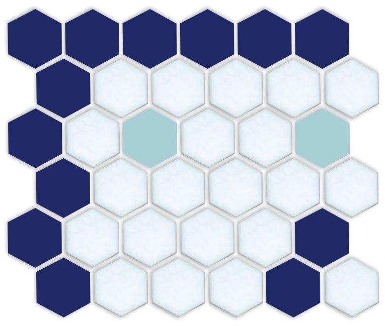 A digital rendering of a hexagon border tile pattern in green and brown colors.