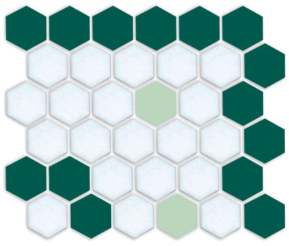 A digital rendering of a hexagon border tile pattern in green and brown colors.