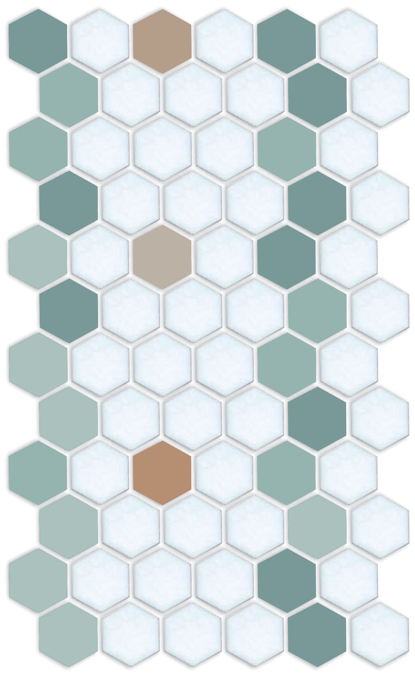 Hexagonal tile pattern with green and white colors.