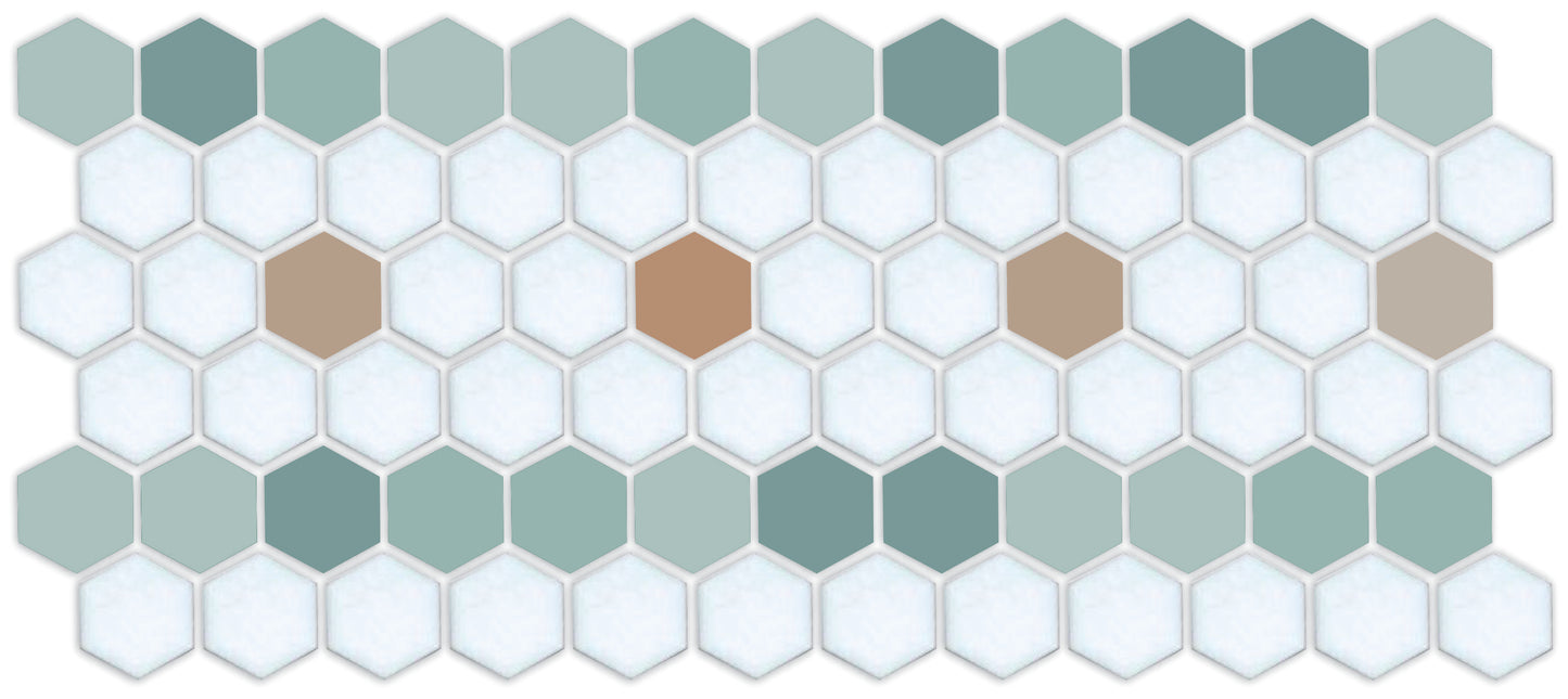 Hexagonal tile pattern with green and brown tones