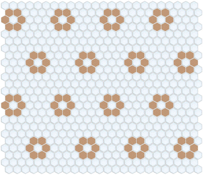 Tile featuring Repeating Rosette motif in Pinnacle hexagon style