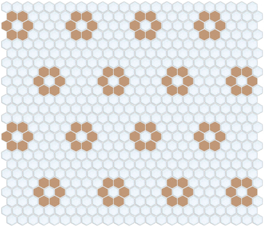 Tile featuring Repeating Rosette motif in Pinnacle hexagon style