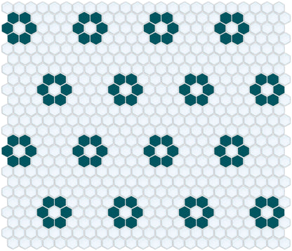 Tile featuring Repeating Rosette motif in Pinnacle hexagon style