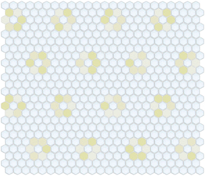 Tile featuring Repeating Rosette motif in Pinnacle hexagon style