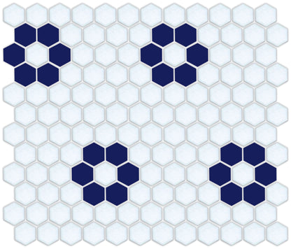 Tile featuring Repeating Rosette motif in Pinnacle hexagon style