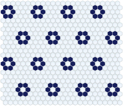 Tile featuring Repeating Rosette motif in Pinnacle hexagon style