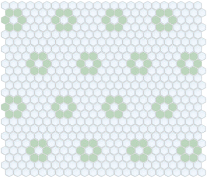 Tile featuring Repeating Rosette motif in Pinnacle hexagon style