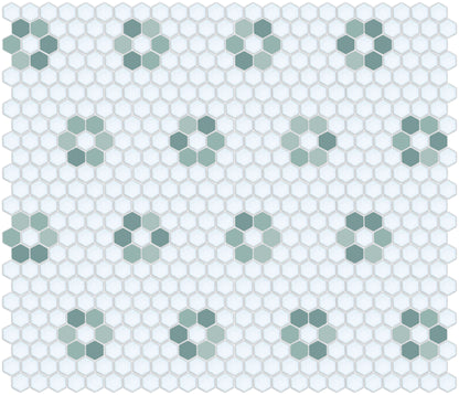 Tile featuring Repeating Rosette motif in Pinnacle hexagon style