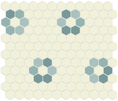 Tile featuring Repeating Rosette motif in Pinnacle hexagon style