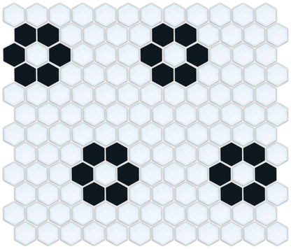 Tile featuring Repeating Rosette motif in Pinnacle hexagon style
