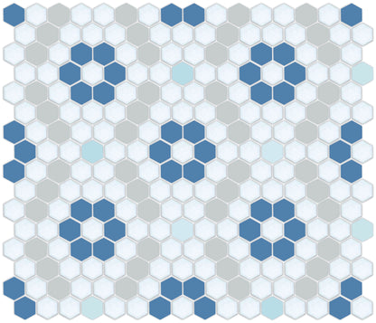 Kismet hexagon mosaic decorative tile pattern - Moira option.