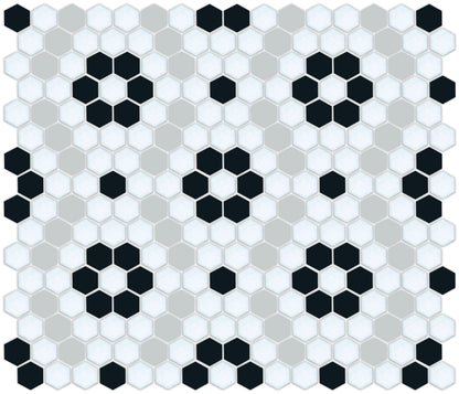Kismet hexagon mosaic decorative tile pattern - Portie option.