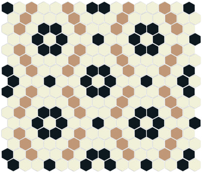 Kismet hexagon mosaic decorative tile pattern - Sorto option.