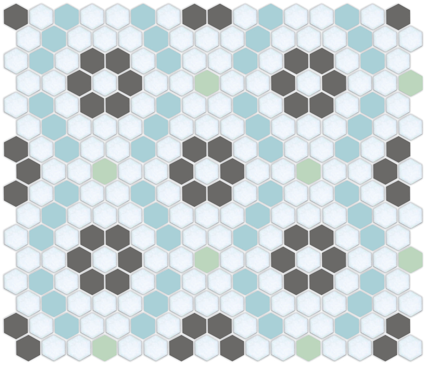 Kismet hexagon mosaic decorative tile pattern - Merida option.