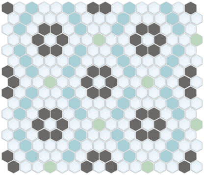 Kismet hexagon mosaic decorative tile pattern - Merida option.