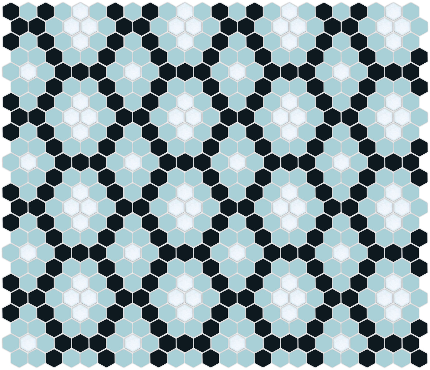 Double Diamonds, Pinnacle Hexagon Pattern Field, Glacier Blue and Black
