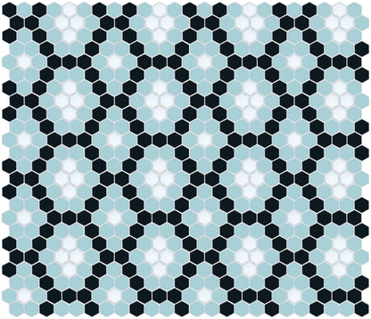 Double Diamonds, Pinnacle Hexagon Pattern Field, Glacier Blue and Black

