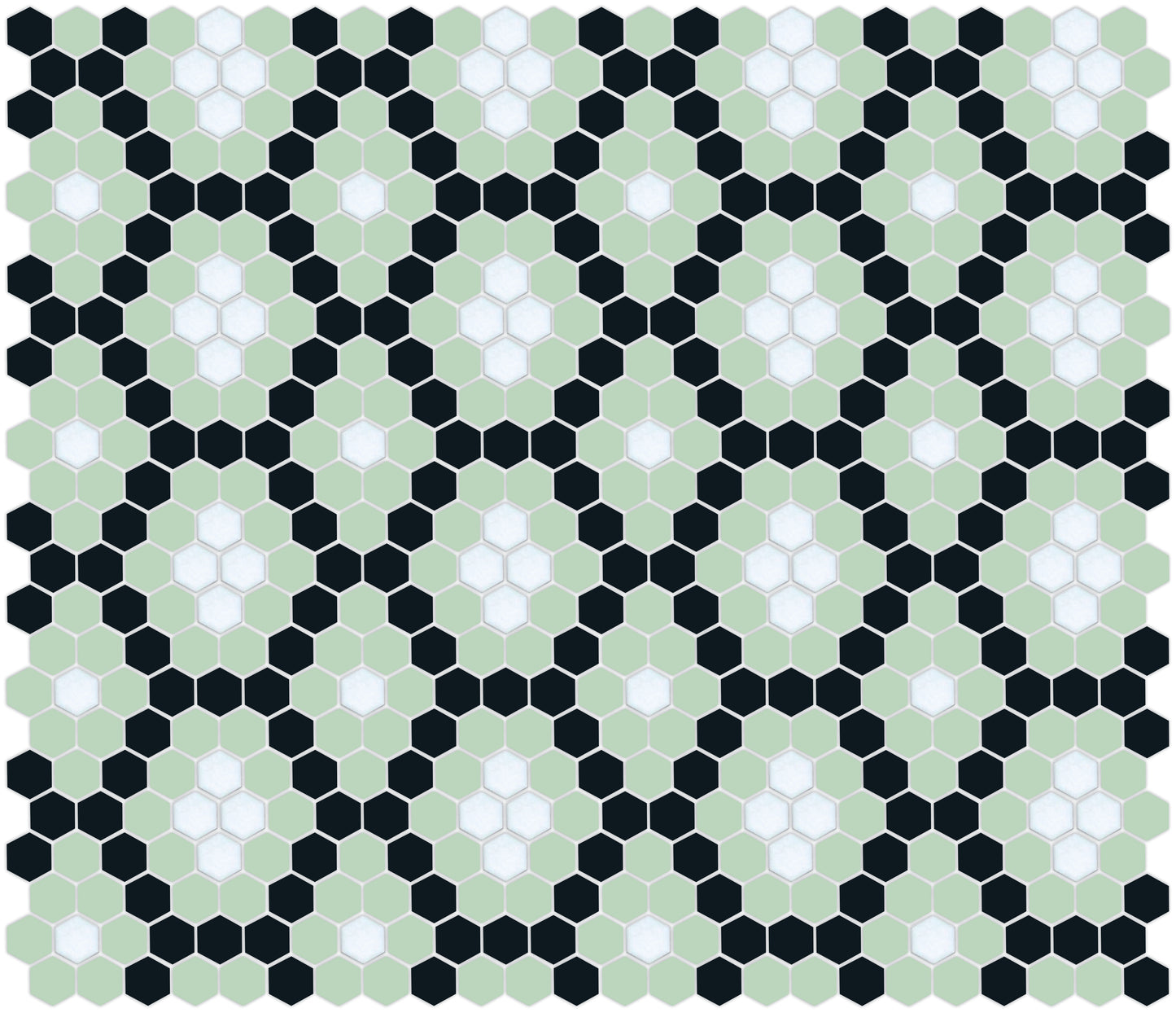 Double Diamonds, Pinnacle Hexagon Pattern Field, Pistachio and Black
