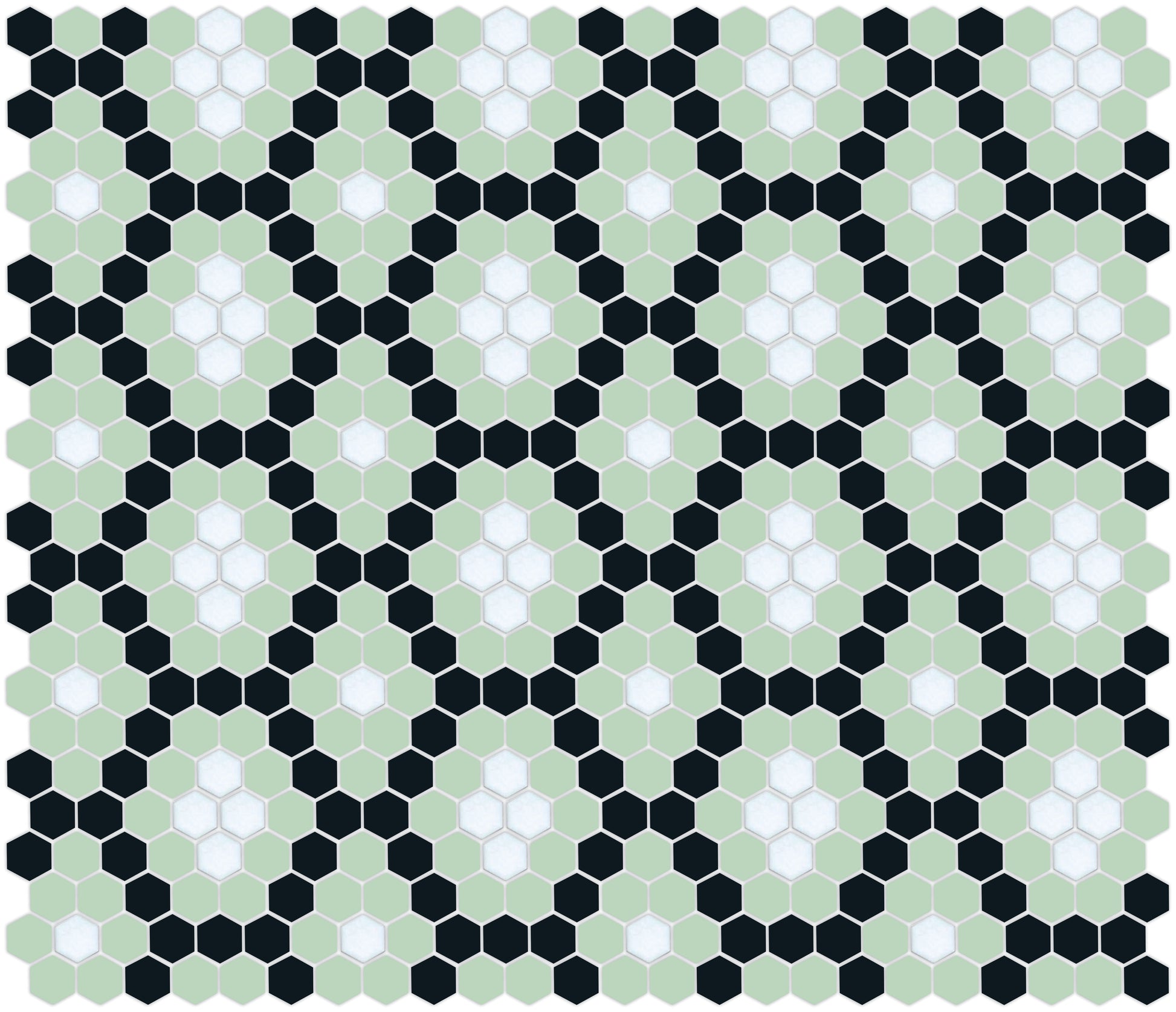 Double Diamonds, Pinnacle Hexagon Pattern Field, Pistachio and Black
