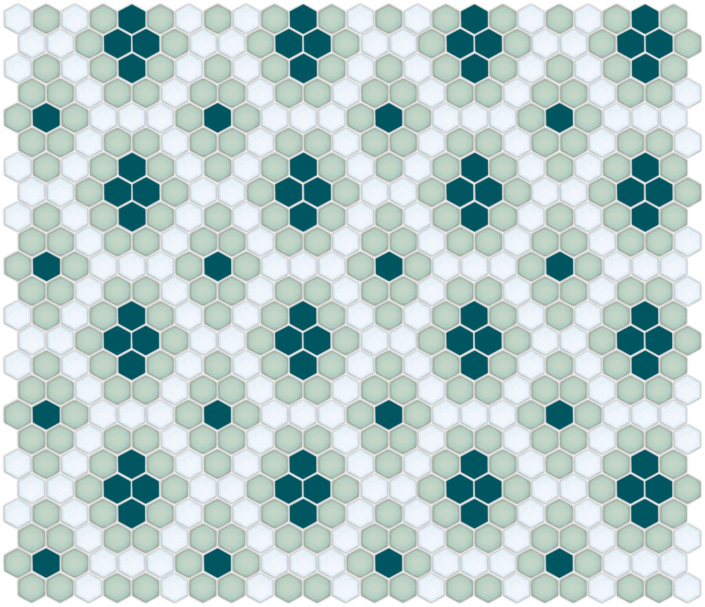 Double Diamonds, Pinnacle Hexagon Pattern Field, Dream Teal and Celadon Green

