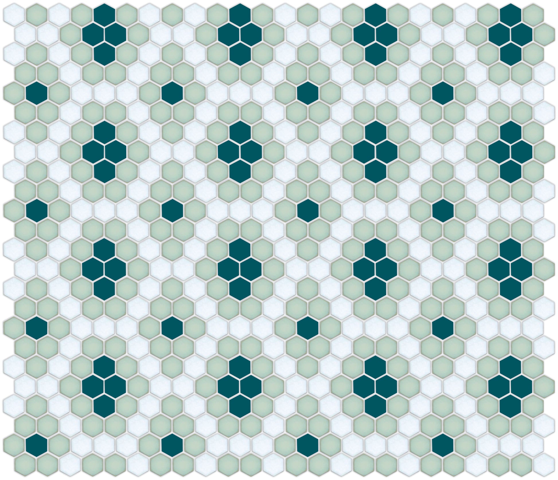 Double Diamonds, Pinnacle Hexagon Pattern Field, Dream Teal and Celadon Green
