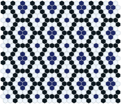 Double Diamonds, Pinnacle Hexagon Pattern Field, Oceana Blue 
