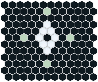 Diamond & Cross Pinnacle Hexagon Mosaic Tile Pattern