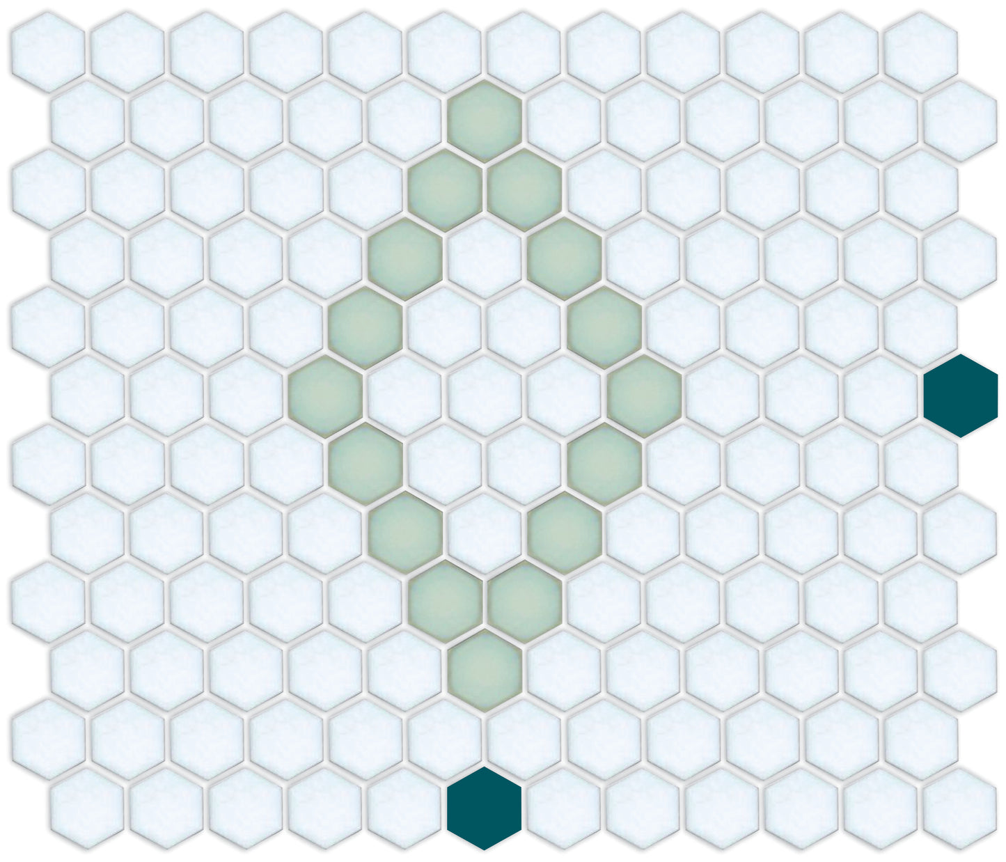 Pinnacle Hexagon Patterns Powder blue on satin white