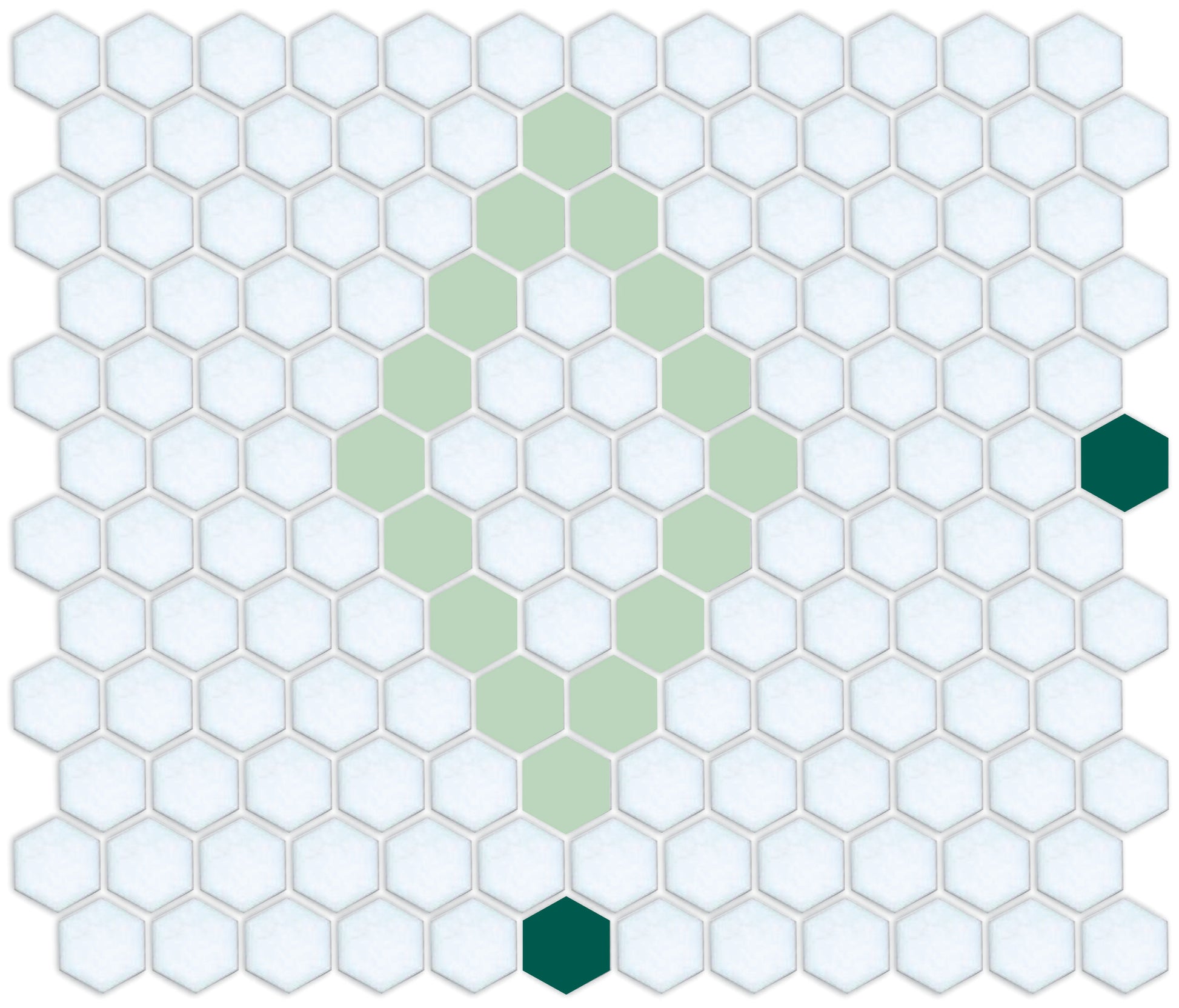Pinnacle Hexagon Patterns teal/celadon green on gloss white