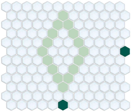 Pinnacle Hexagon Patterns teal/celadon green on gloss white