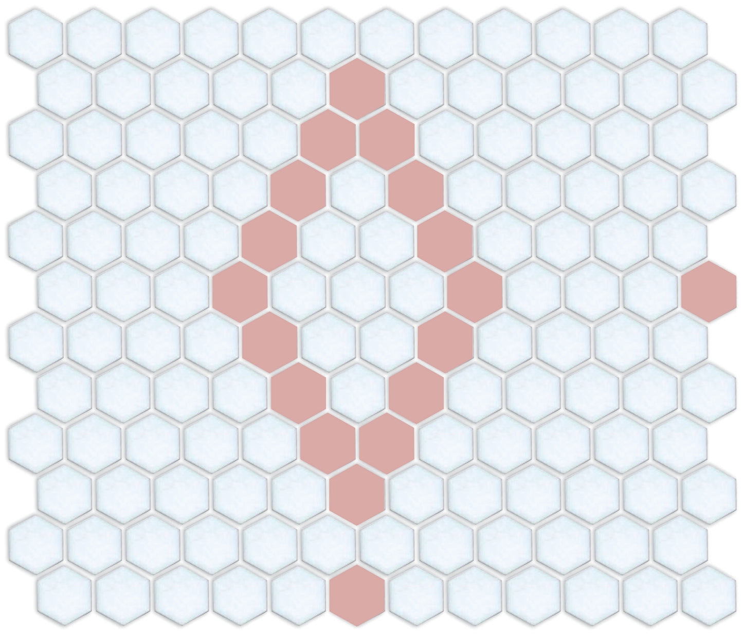 Pinnacle Hexagon Patterns Turkish rose on satin white