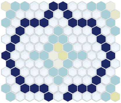Monarch | Pinnacle Hexagon Tile Pattern Bluebell Close Up