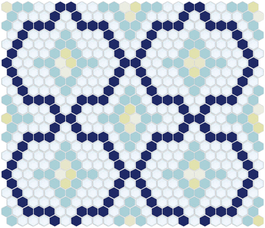 Pinnacle Hexagon Tile Pattern Bluebell