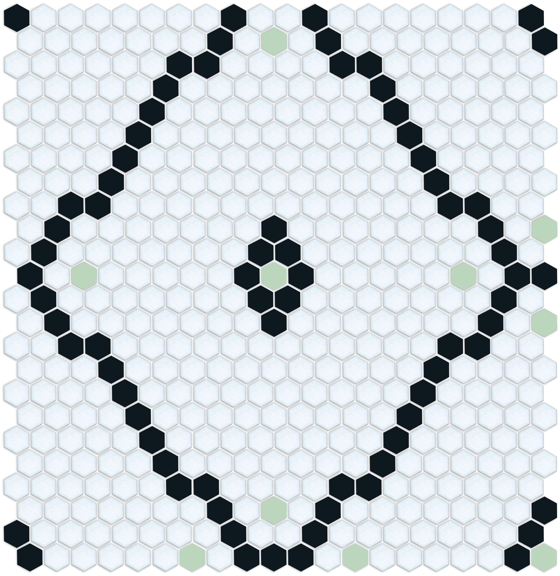 Pistachio Green/Black on Satin White