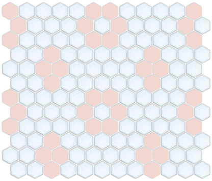 Cherry Blossom on Satin White Hexagon Pattern