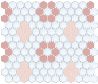 Turkish Rose on Satin White Hexagon Pattern