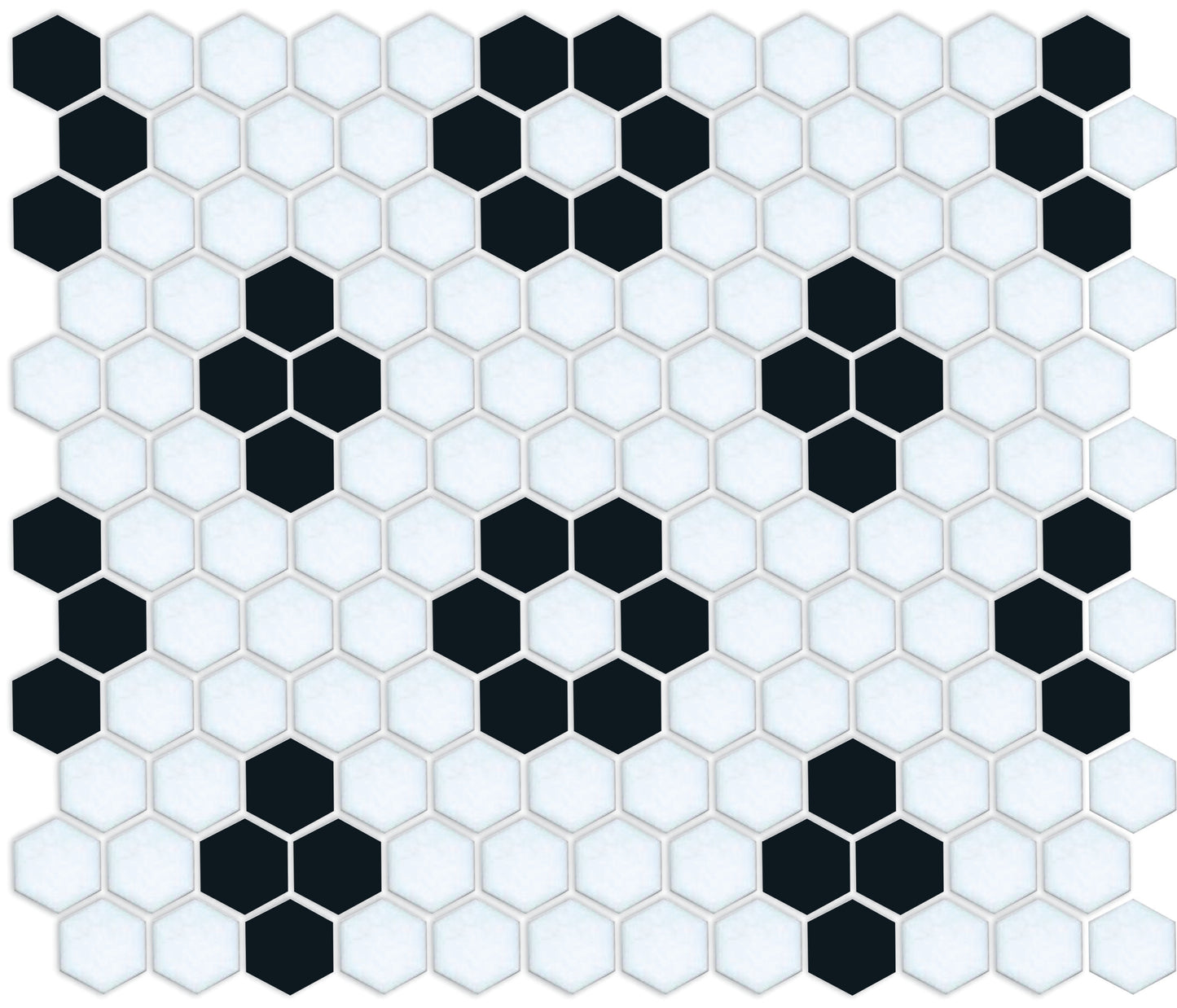 Satin Black on Satin White Hexagon Pattern