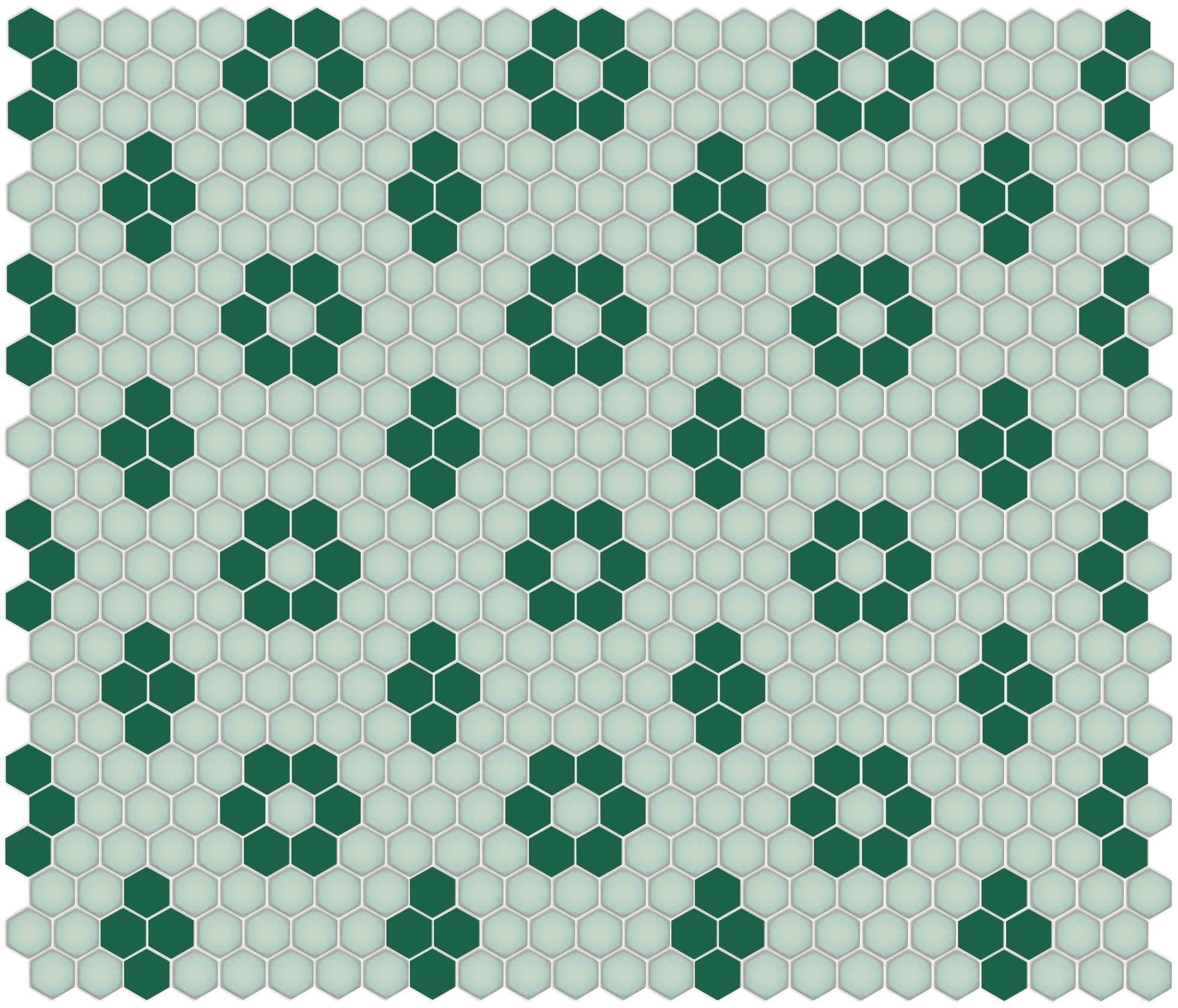 Porcelain hexagon tile with rosette and quad detailing