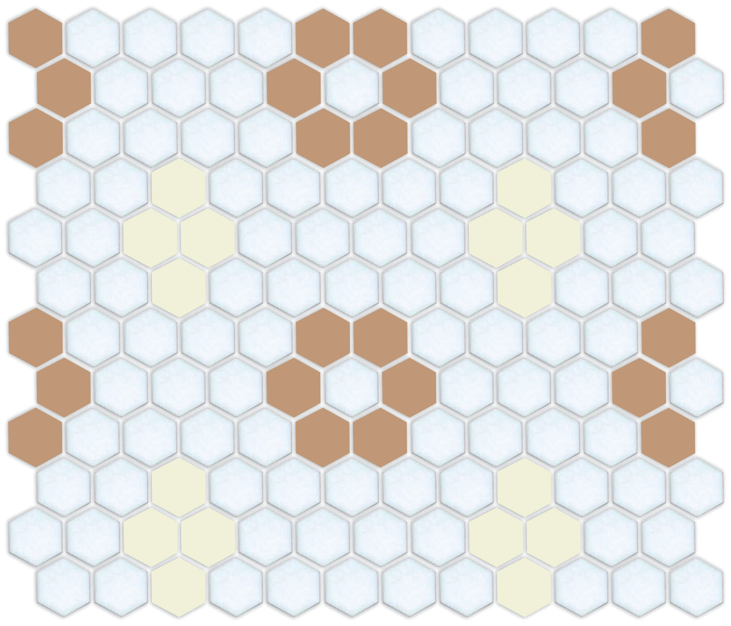 Calfskin/Cream on Satin White Hexagon Pattern
