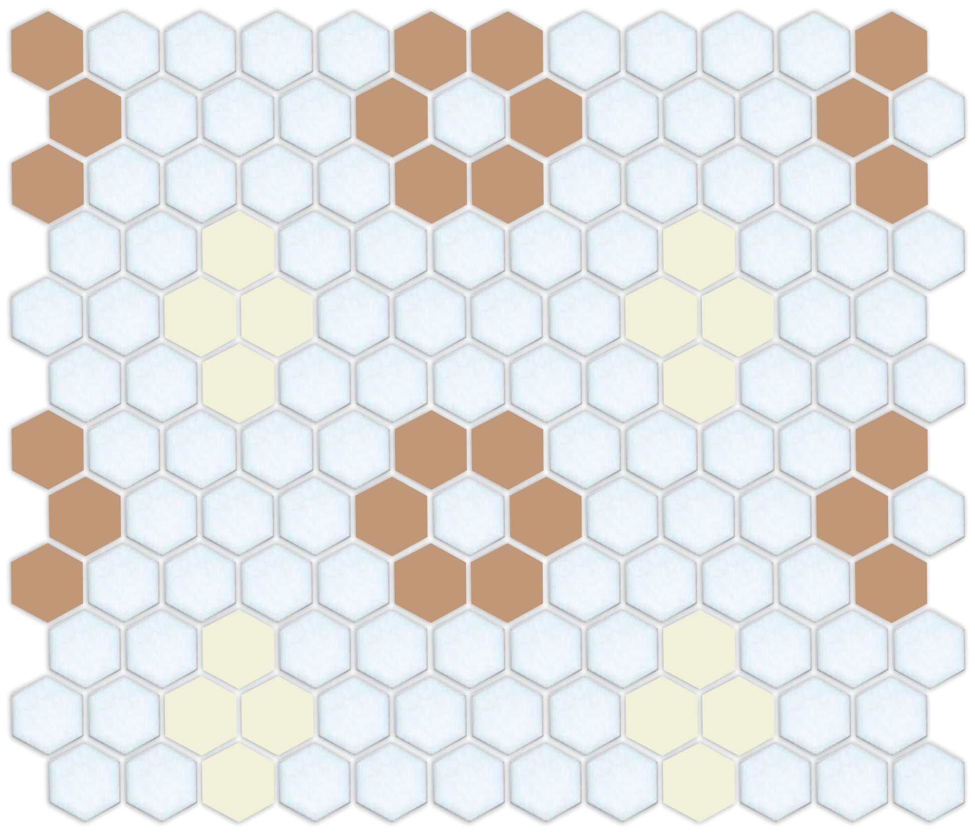 Calfskin/Cream on Satin White Hexagon Pattern
