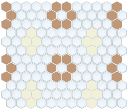 Calfskin/Cream on Satin White Hexagon Pattern
