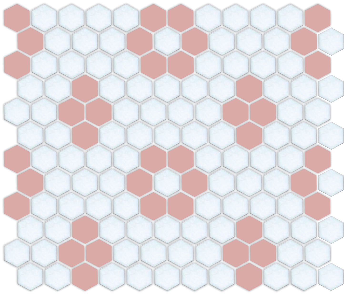 Rose on Satin White Hexagion Pattern