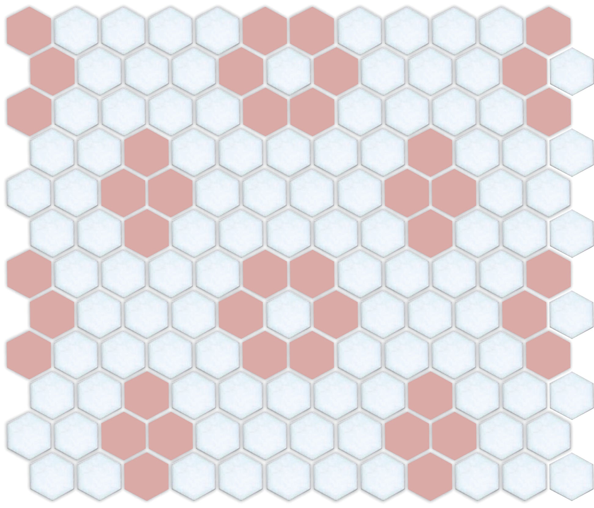 Rose on Satin White Hexagion Pattern